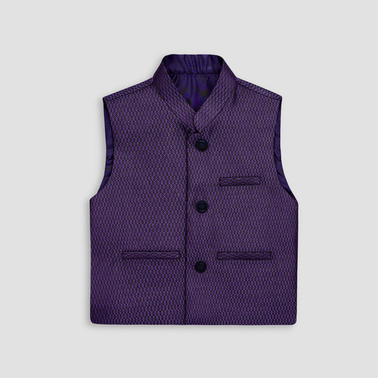 Boys Waistcoat Textured Purple Passion -WC21