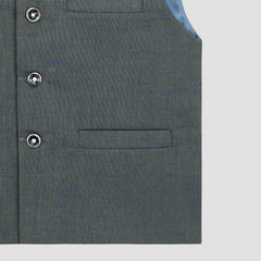 Boys Waistcoat Textured Greyish Blue -WC19