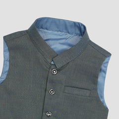 Boys Waistcoat Textured Greyish Blue -WC19
