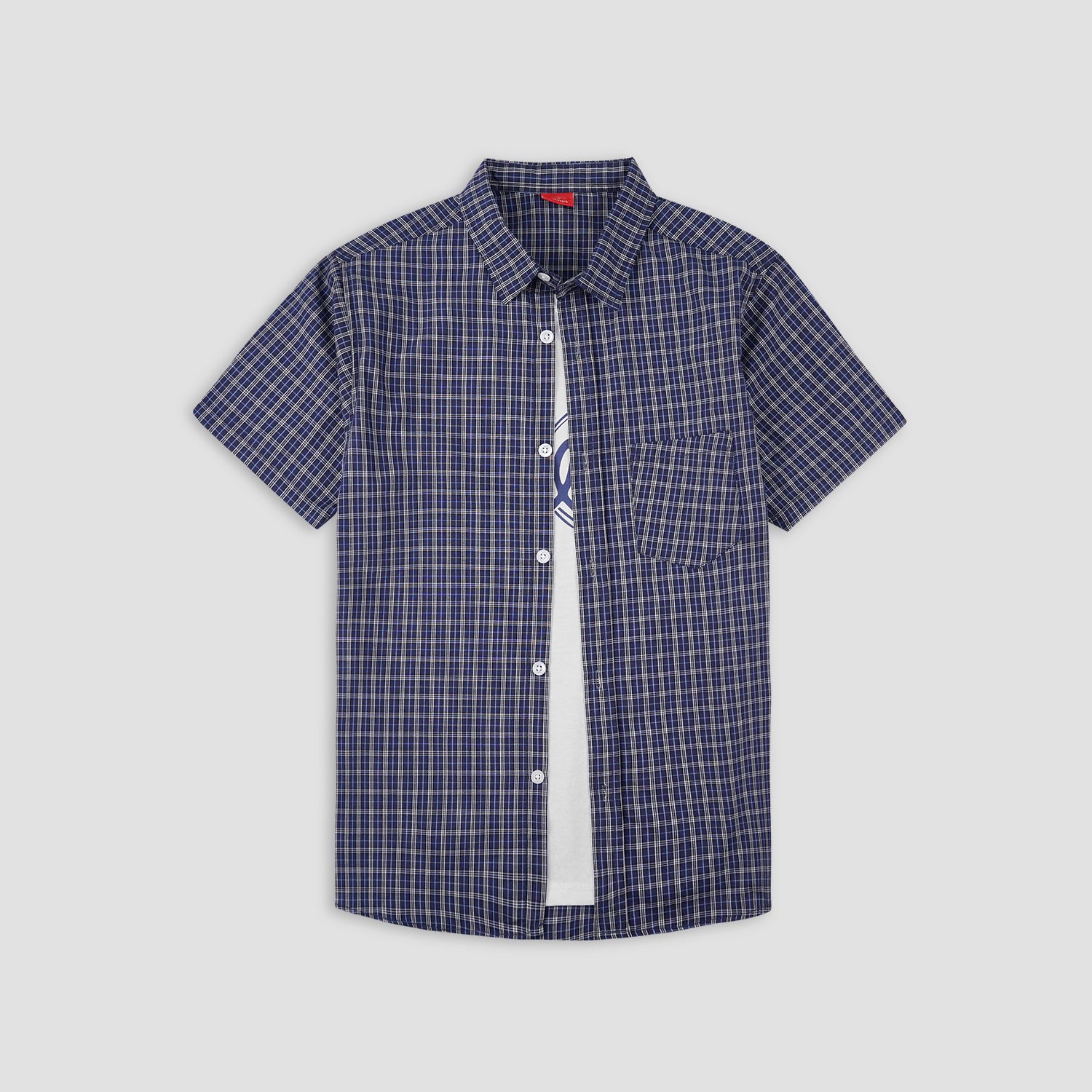 Navy Check Double Shirt - Smile -DS107 - Maa Sadqay
