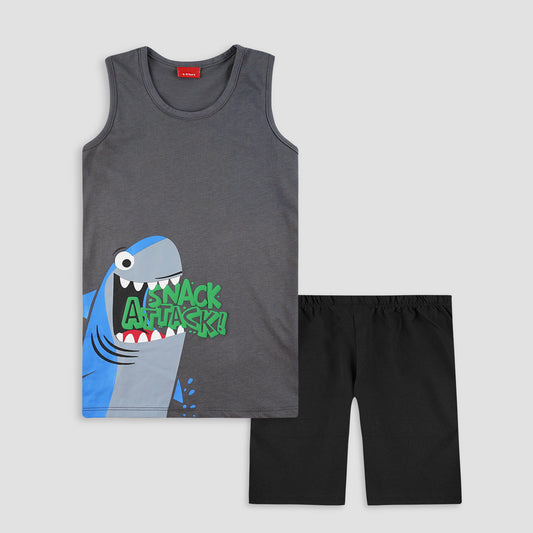 Shark Attack Sando Suit-Grey -SS08 - Maa Sadqay