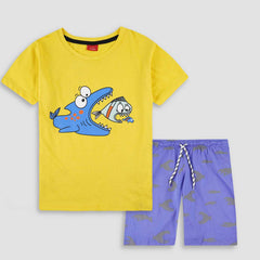 Yellow Shark : Shirt & Short Set -SN010 - Maa Sadqay