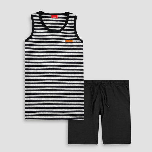 Striped Sando Suit-Black&Grey -SS09 - Maa Sadqay