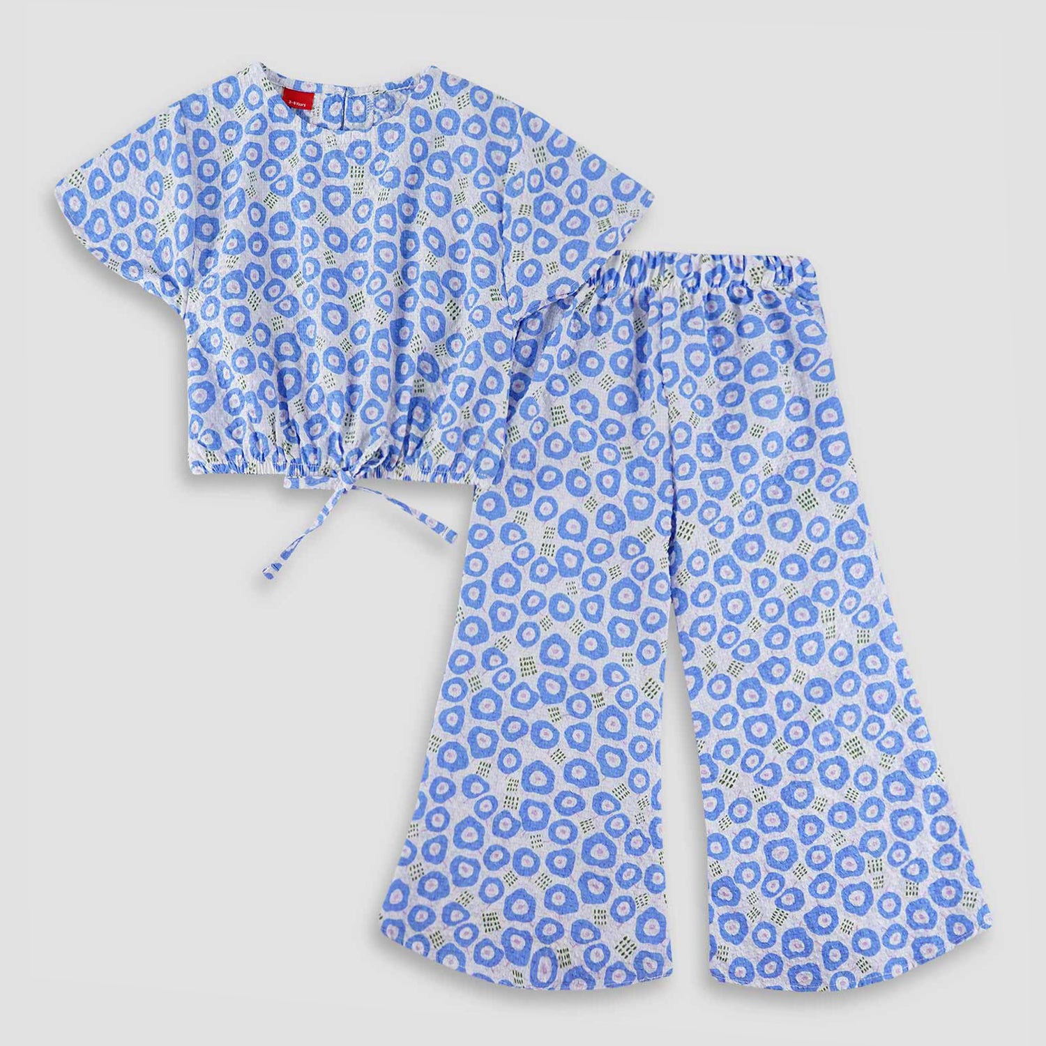 Drizzle Blue -Girl crop-top with Bell Bottom -CT104 - Maa Sadqay