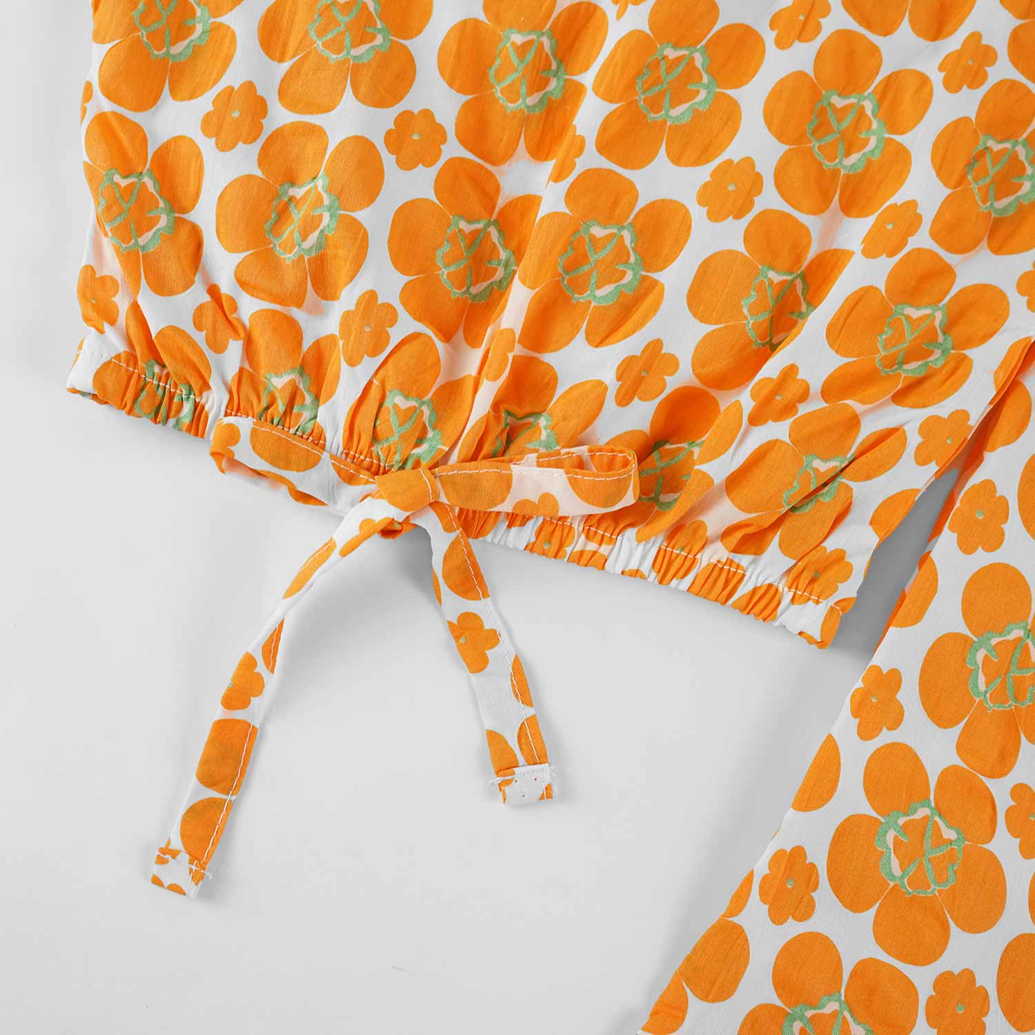 Polka Orange -Crop-top with Bell Bottom -CT118 - Maa Sadqay