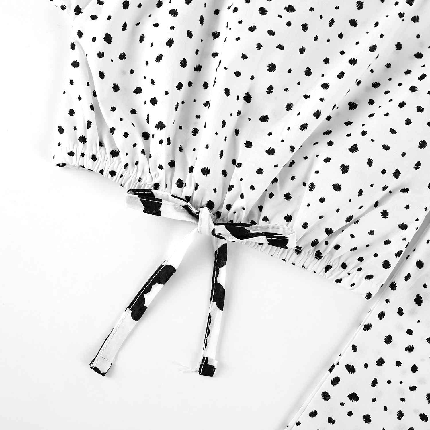 Polka White -crop-top with Bell Bottom -CT108 - Maa Sadqay
