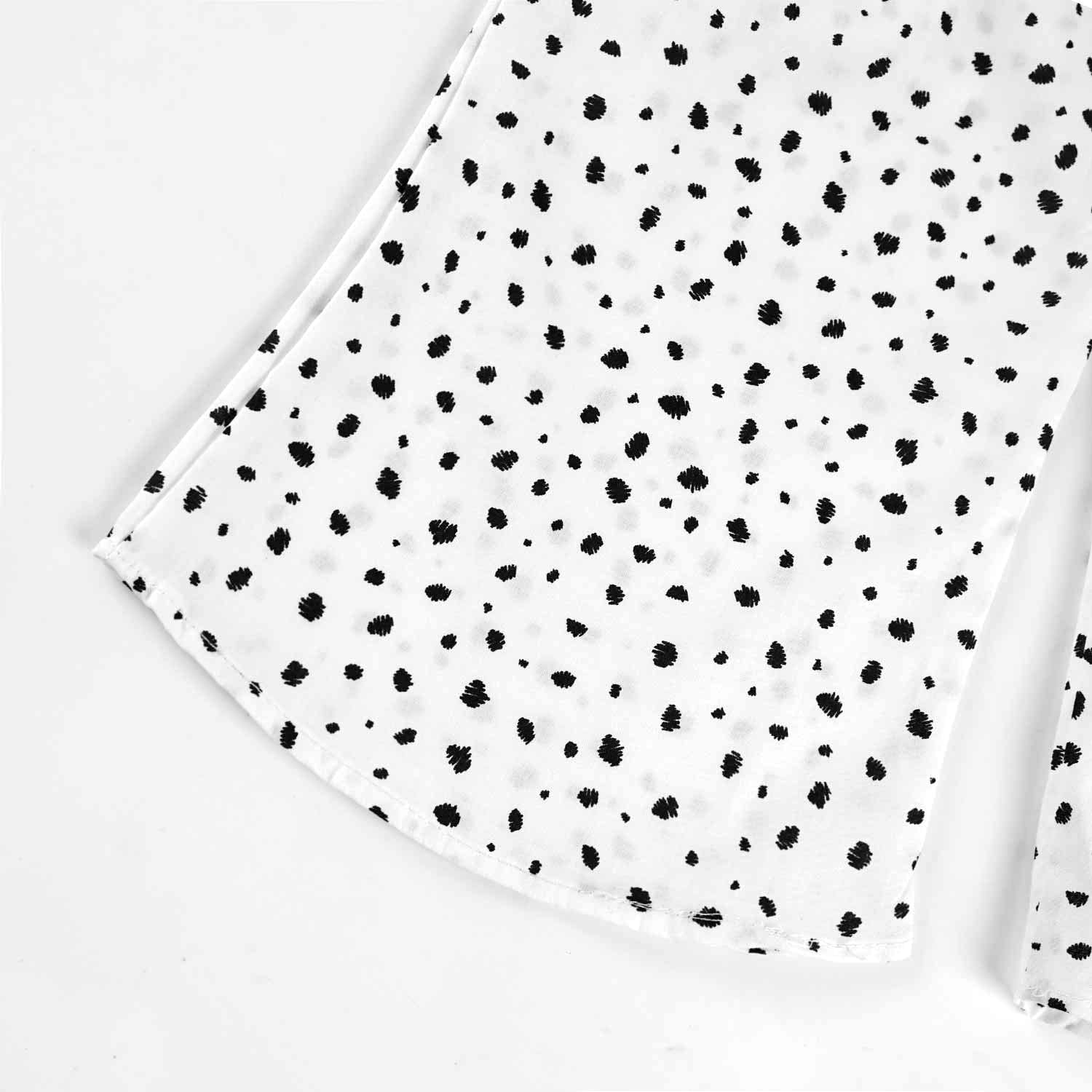 Polka White -crop-top with Bell Bottom -CT108 - Maa Sadqay