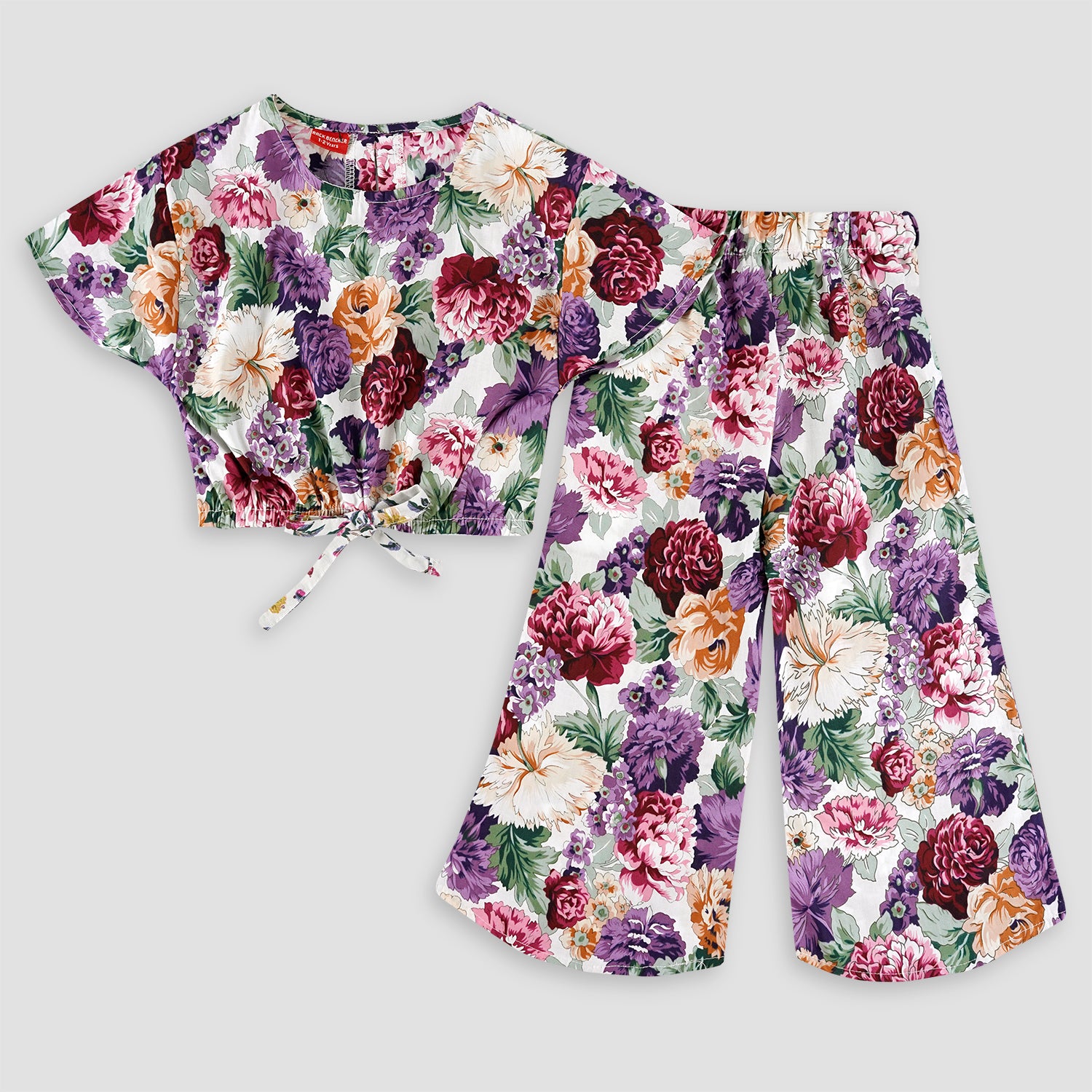 Vibrant Floral -Crop-top with Bell Bottom -CT124 - Maa Sadqay