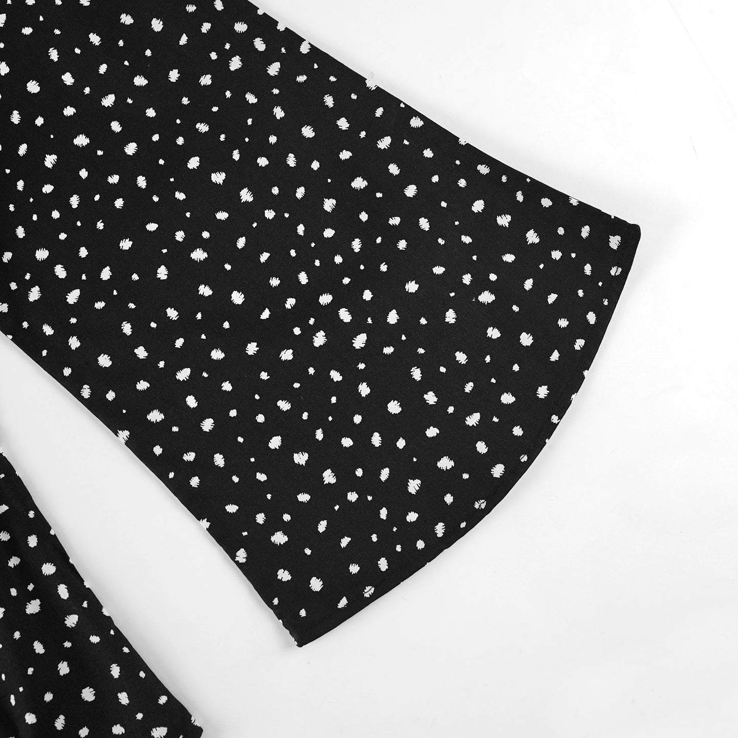 Polka Black crop-top with Bell Bottom -CT129