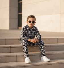 Corduroy Co-ord set for boys- Fendi Black cc12