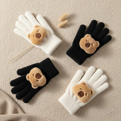 Kids Warm Woolen Premium Plush Gloves - 3d Teddy