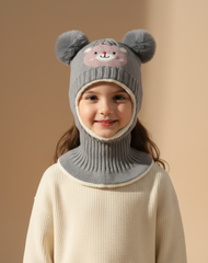 Unisex Woolen long One Piece Beanie Cap Ear & Neck Protection 2-6y - Bc123