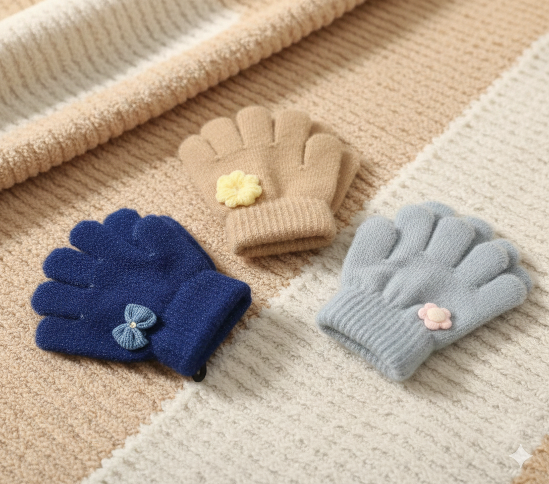 3 pack Toddlers Warm Woolen  Gloves - 1-2 y - Maa Sadqay