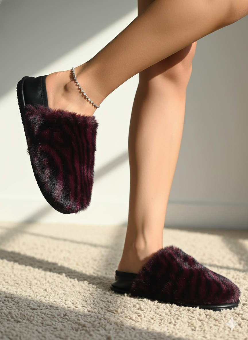 Women indoor warm soft plush leather slipper Socks / Carpet Slipper Socks - Textured
