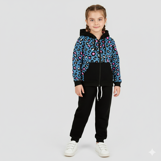 Zipper Cheetah Fleece Jogger Suits - Maa Sadqay