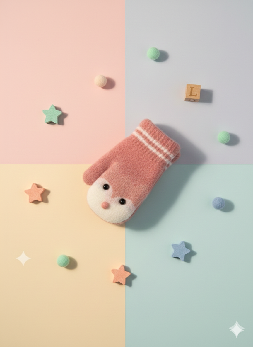 Kids Warm Woolen Premium Plush Mittens - KITTY 1-4 y