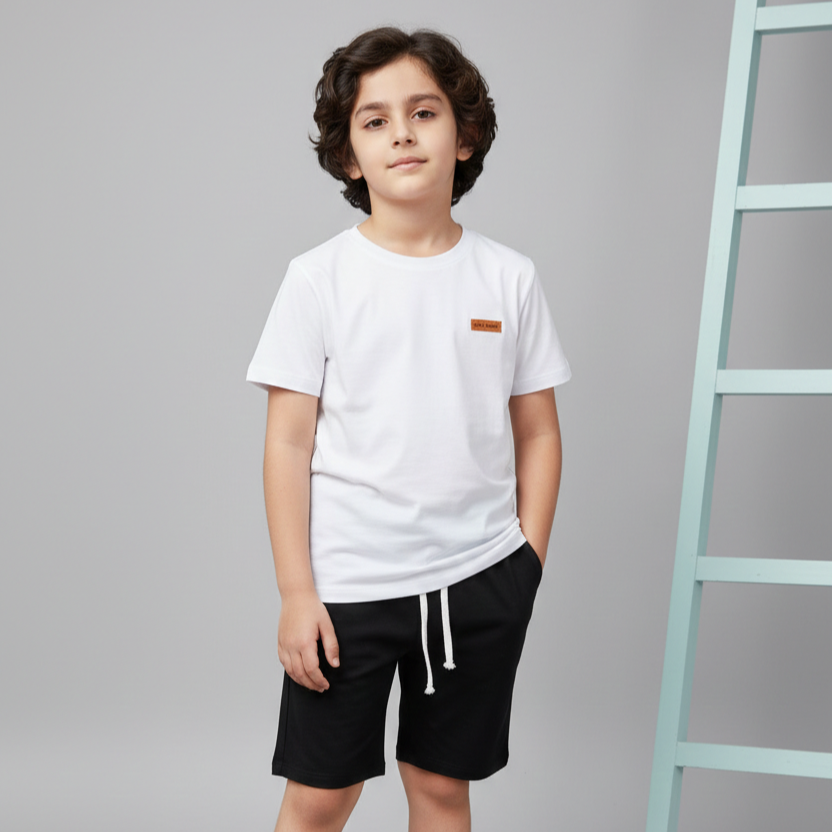 Basic White & Black: Shirt & Short Set -SN001 - Maa Sadqay