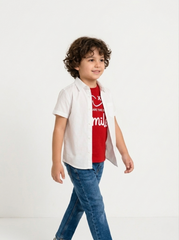 White Double Shirt - Smile -DS110