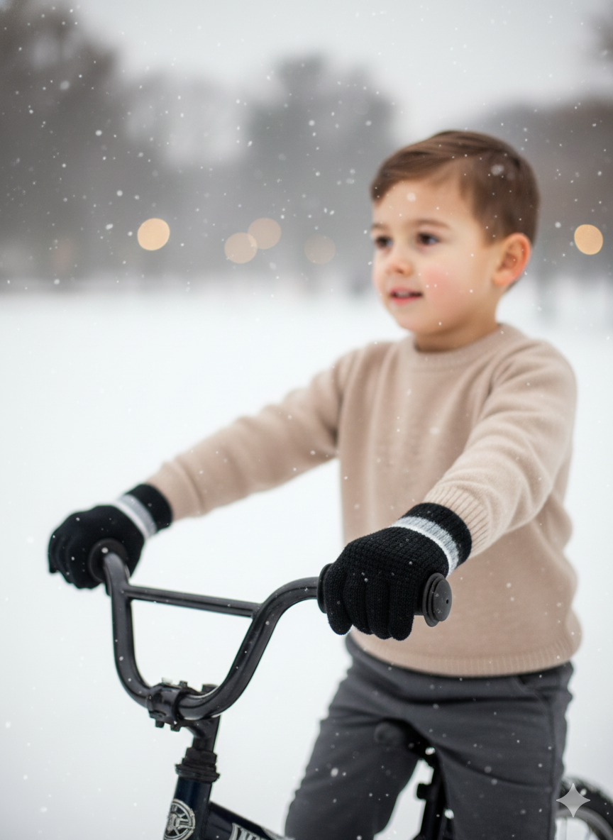 Kids Warm Woolen  Premium Plush Gloves - PLAIN 4-8 y