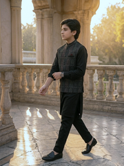 Boys Premium 3 Piece Waistcoat Suit – Kurta Shalwar Set - Royal Art