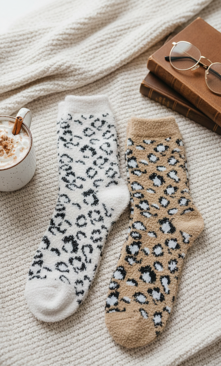 Warm Woolen Leapord Print Fashion Socks