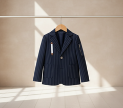 Navy Pinstripe Lightweight Kids/Boys Coat/blazer - Tropical - Maa Sadqay