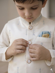Boys 3 Piece Waistcoat Suit – Kurta Shalwar/Pajama Set - Art D46 Off White