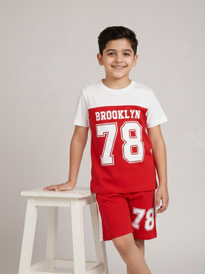 Shirt & Short Set - Brooklyn Red - Maa Sadqay
