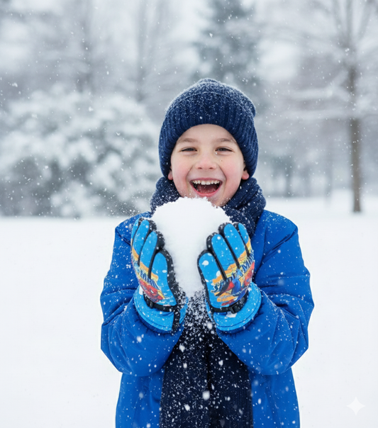 Kids Warm Snow SKi Waterproof Parachute Gloves For Boys/Girls- Spiderman 6-12 y