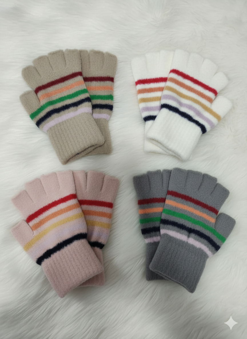 Ladies Premium Warm Fingerless Plush Gloves - Lining