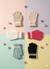 Kids Warm Woolen  Premium Plush Gloves - PLAIN 4-8 y