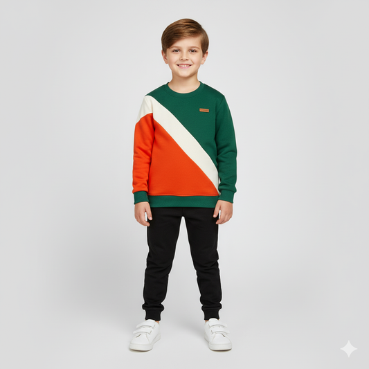 Cross pannel Fleece Sweat Shirt - Maa Sadqay