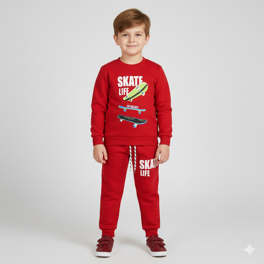 Skate Life Jogger Suits Red - Maa Sadqay