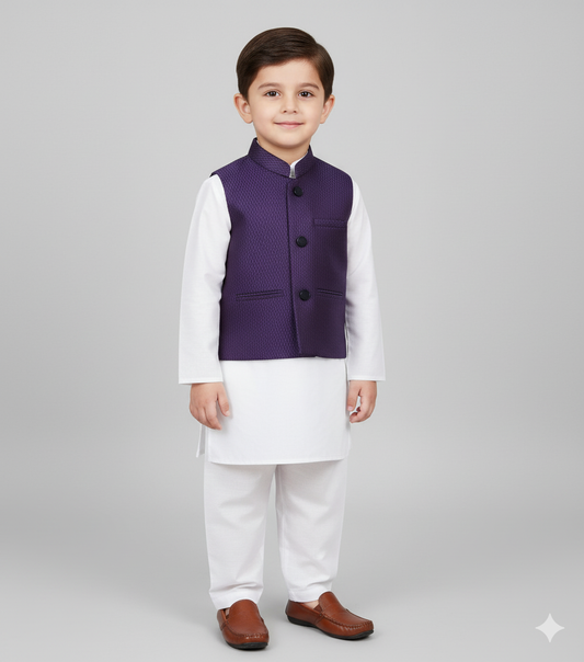 Boys Waistcoat Textured Purple Passion -WC21