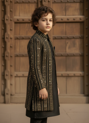 Classic Embroidered Open-Front Gown - Black OG-1 - Maa Sadqay