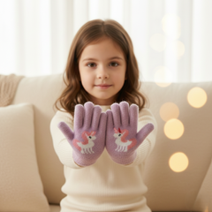 Kids Warm Woolen Premium Plush Gloves - Unicorn 6-12 y