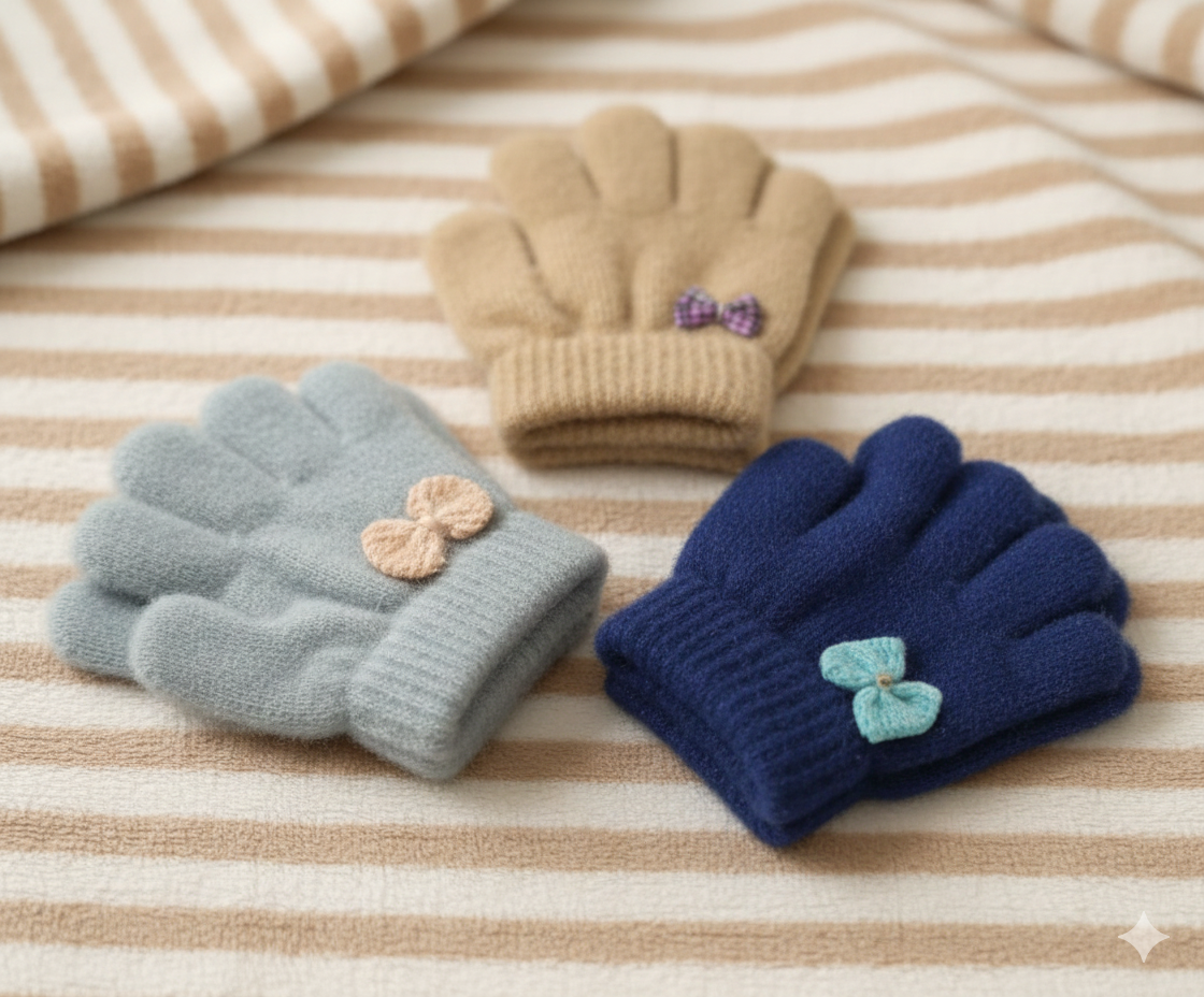 3 pack Toddlers Warm Woolen  Gloves - 1-2 y - Maa Sadqay