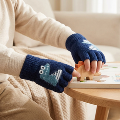 Kids Warm Woolen Premium Fingerless Gloves