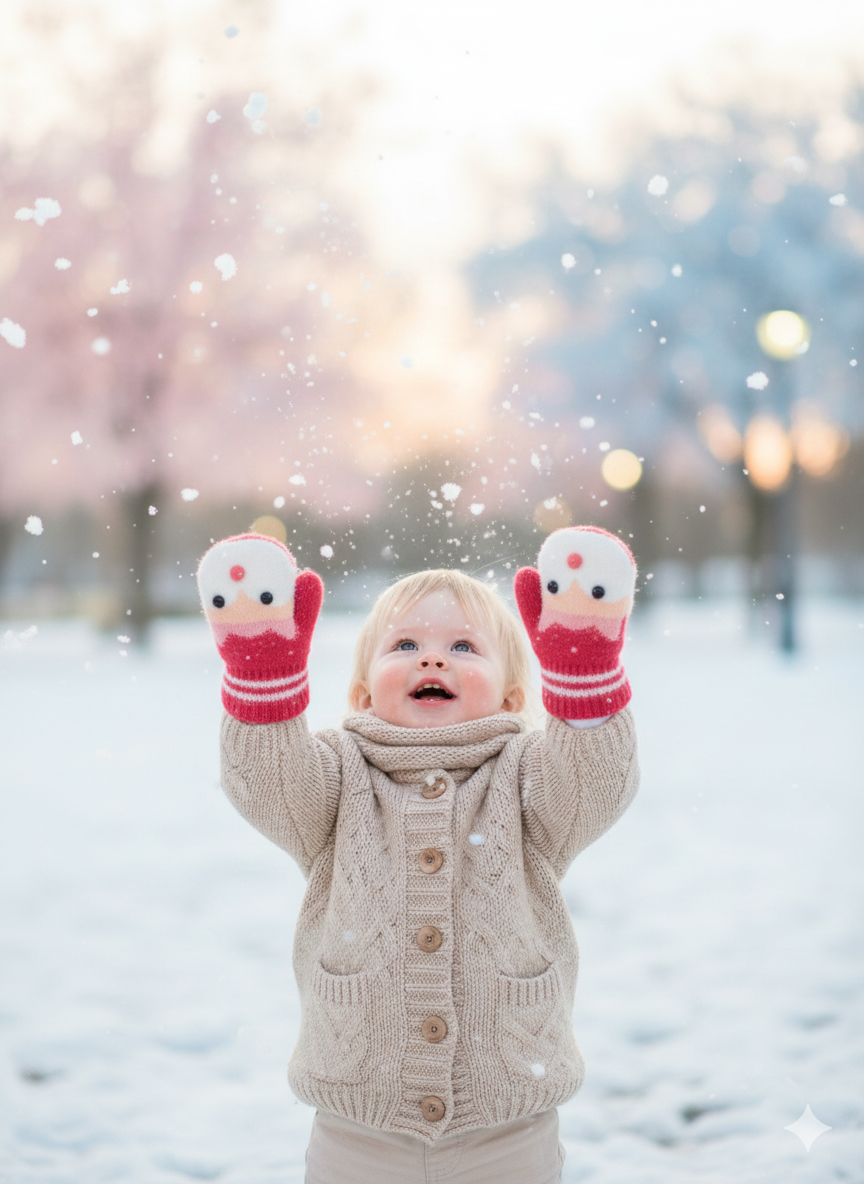 Kids Warm Woolen Premium Plush Mittens - KITTY 1-4 y