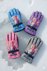 Kids Warm Snow SKi Waterproof Parachute Gloves For Girls- Frozen 6-12 y