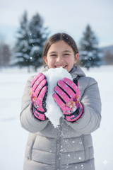 Kids Warm Snow SKi Waterproof Parachute Gloves For Girls- Frozen 6-12 y