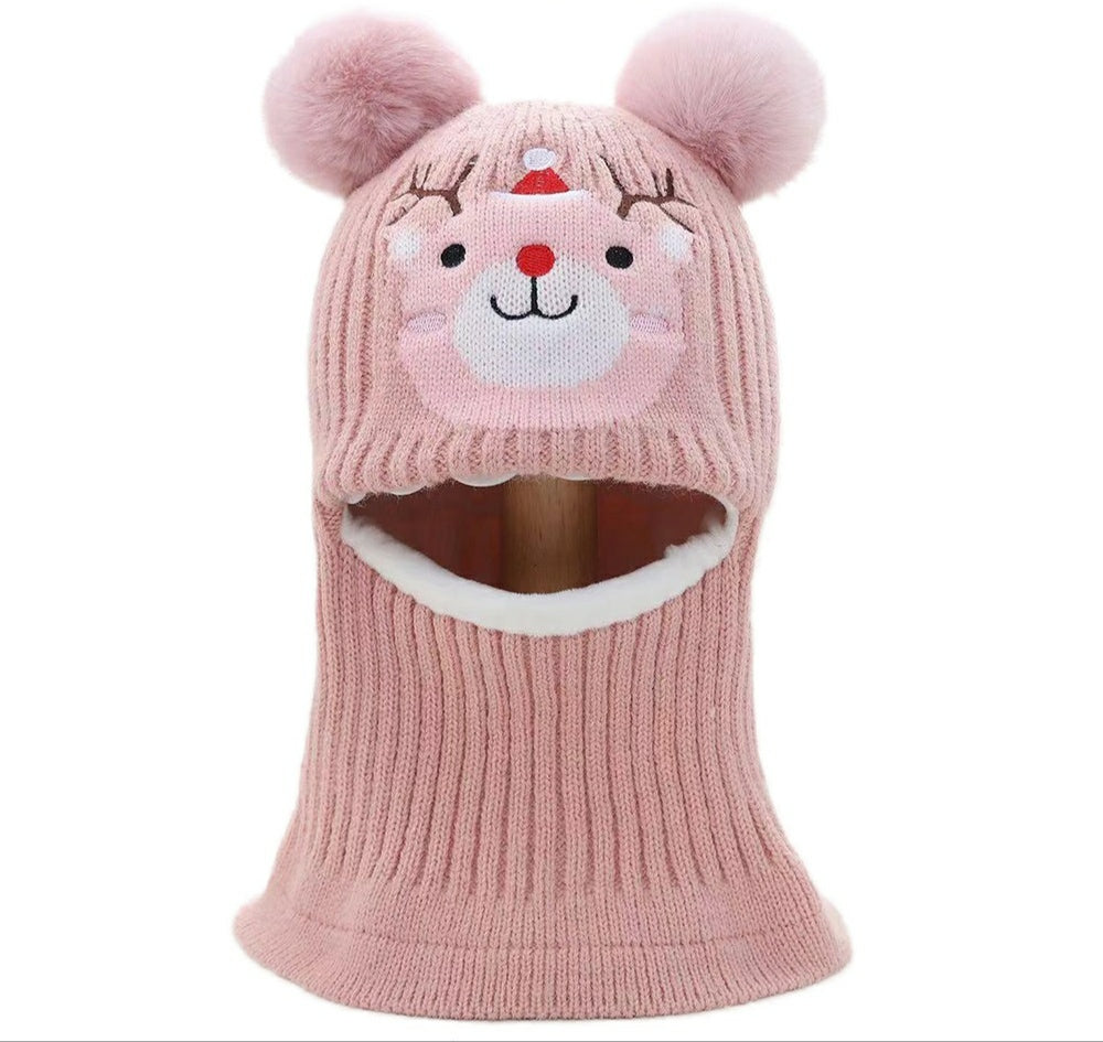 Unisex Woolen long One Piece Beanie Cap Ear & Neck Protection 2-6y - Bc123