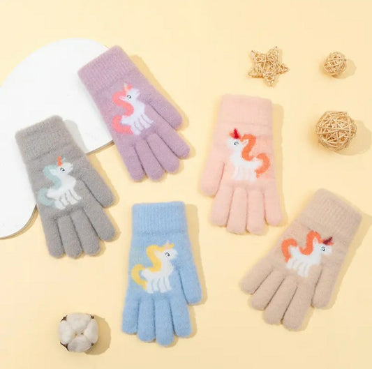 Kids Warm Woolen Premium Plush Gloves - Unicorn 6-12 y