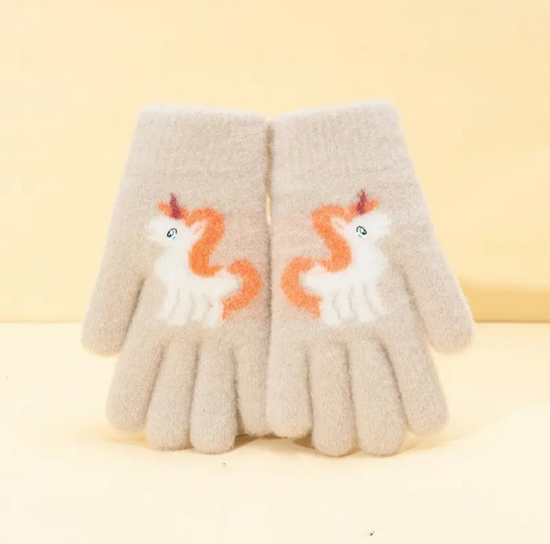 Kids Warm Woolen Premium Plush Gloves - Unicorn 6-12 y