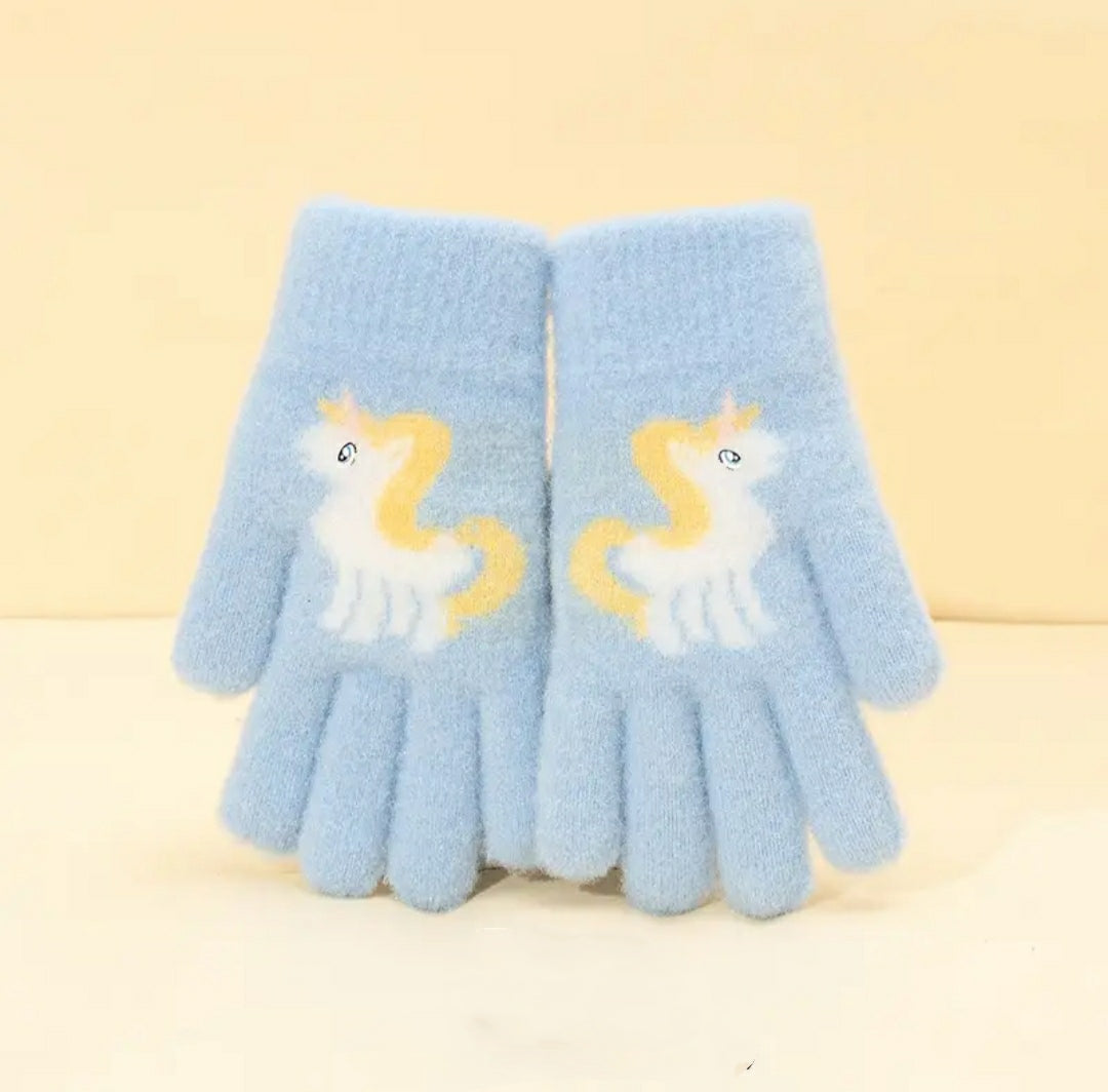 Kids Warm Woolen Premium Plush Gloves - Unicorn 6-12 y