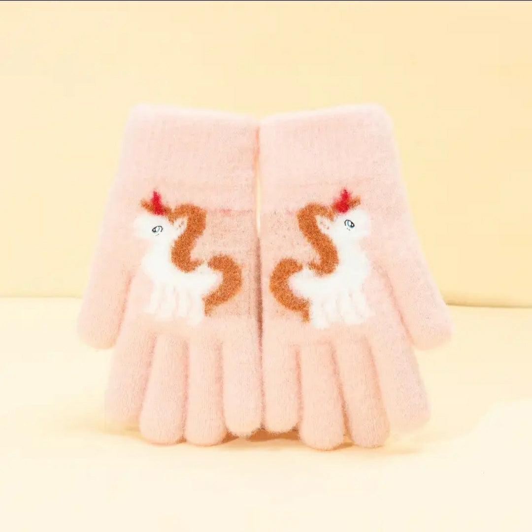 Kids Warm Woolen Premium Plush Gloves - Unicorn 6-12 y