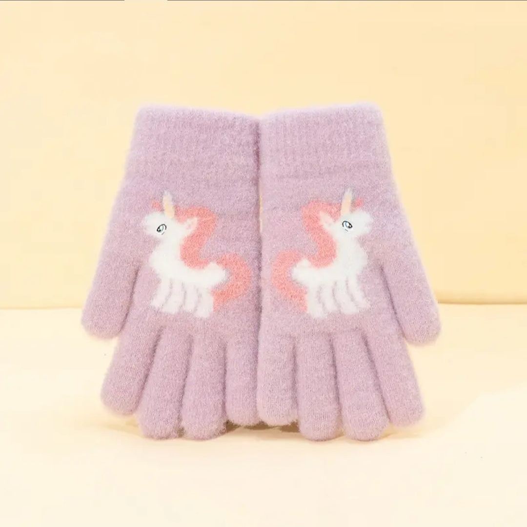 Kids Warm Woolen Premium Plush Gloves - Unicorn 6-12 y
