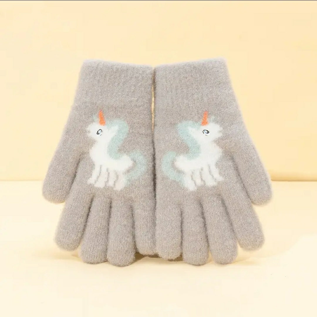 Kids Warm Woolen Premium Plush Gloves - Unicorn 6-12 y