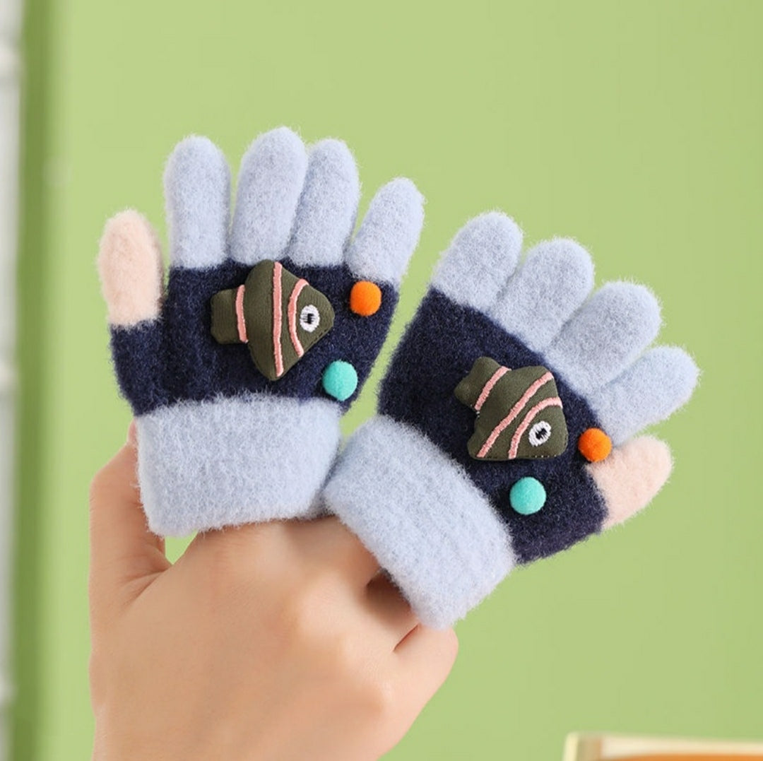 Kids Warm Woolen Premium Plush Gloves - FISHY 1-3 y