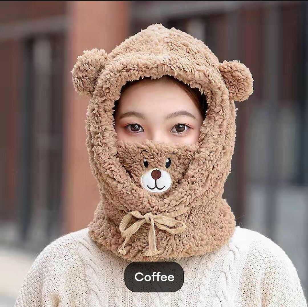 BC114 - Warm Plush 2 in 1 Cap with Mask - Free Size - Maa Sadqay